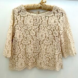 Joie Cream Lace Top with Buttons in Back